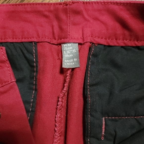 ASOS EUC Red Slim Fit Dress Trouser Pants 97% Cotton - Men's TALL SIZE 30x36 - Picture 6 of 9